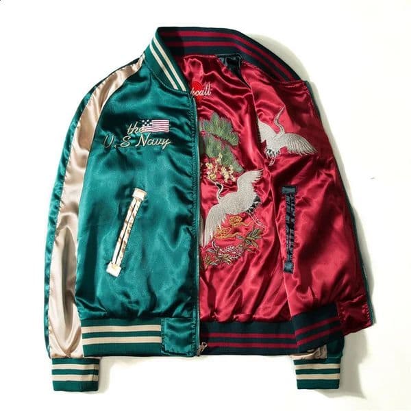 ed Reversible Jacket for Men Spring Autumn Satin Baseball Varsity Streetwear Bomber Clothing 260120