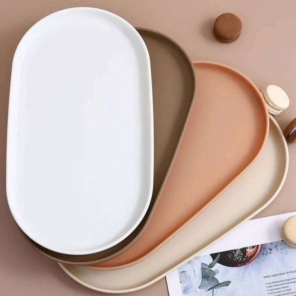 2026 WORTHBUY Fruit Dessert Plastic cologne Oval Serving Stackable perfume Snack Plates Large Capacity Food Tray Kitchen Tableware Free Shipping
