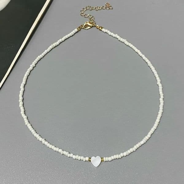 Colorful Seed Beads Choker Nekklace for Girl Spring Summer Love Heart n Collar Jewelry Wholesale Drop 260206