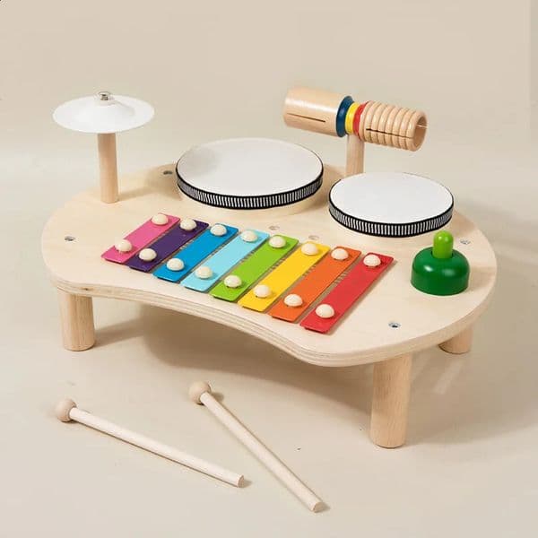Multi-function Baby Music Table Toys Wooden Musical Instrument Toys for Kids 2 To 4 Years Old Montessori Early Educational Toys 260204