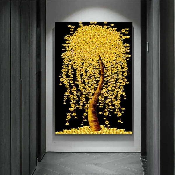 Modern Golden Fortune Money Trees Prints Canvas Wall Art Simple Landscape Poster for Living Room Home Office Decor 26Y0210