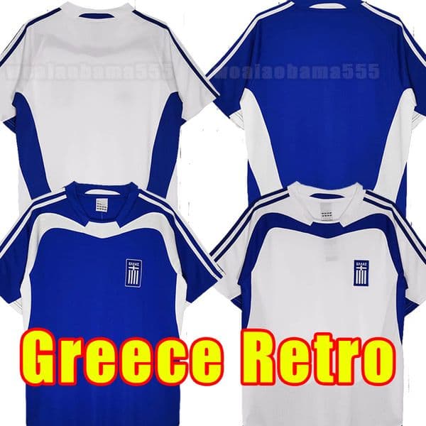2004 Retro Soccer Jerseys GREECE Charisteas Tsiartas Nikolaidis Zagorakis Karagounis Men shirts Home White Blue Away Vintage Jersey For Men Classic Football Shirt