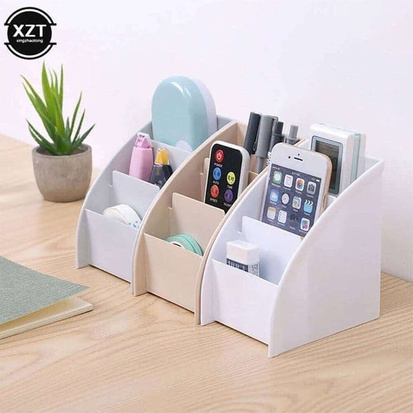 Multifunctional Grid Remote Control Box Cosmetics Desktop Storage Case Stand Holder Office Stationery Phone Organizer 3 Colors 26Y0211
