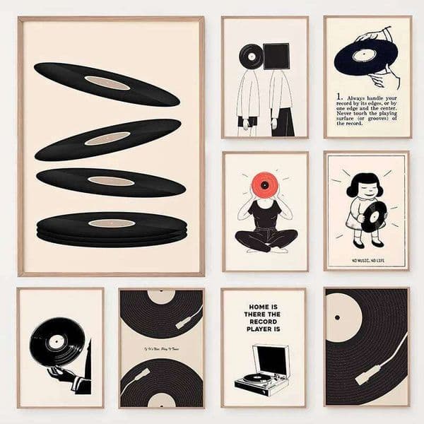 Vintage Vinyl Record Poster Minimalist Music Discs Turntable Canvas Painting Trendy Retro Wall Art for Living Room Home Decor 26Y0210