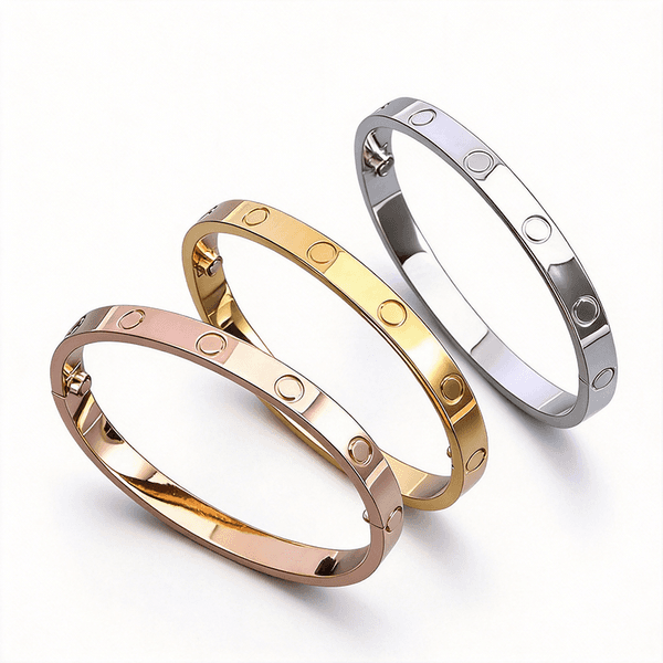 Size 15-22 Screw Bangle Designer For Women Men With Screwdriver Plated Gold High Polished Plane Cuff Bracelet 6MM Wide Jewelry Woman Christmas Gift