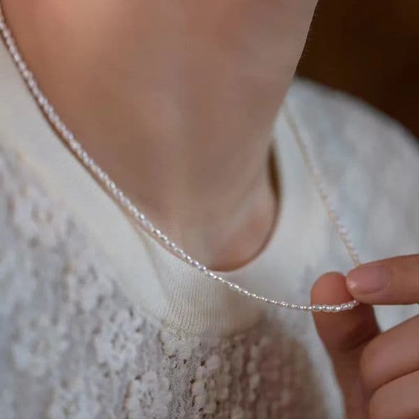 Dainashi 925 Sterling Silver 25-35mm Rice Shape Freshwater Pearl Necklaces 40cm Length Collar Necklaces for Women Jewelry Gift 260208