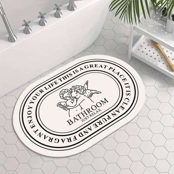 2026 New VIKAMA Oval Angel Kids Bathroom Door Mat Bedroom Bedside Carpet Rug Room Non Slip Thickened Home Decoration 26Y0211 Free Shipping