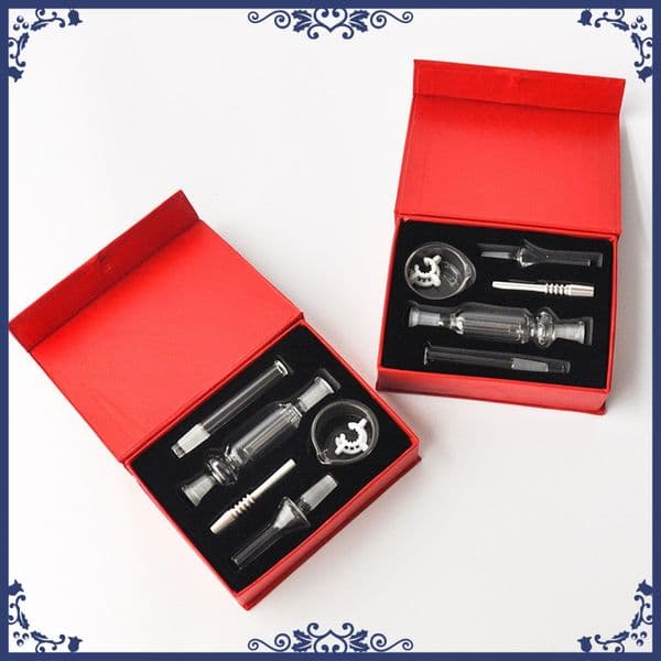 Wholesale mini 10mm Glass Collector kit Concentrate Smoke hand Pipes with glass Tip Nail Straw for water Oil burner bong pipe