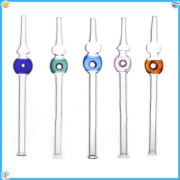 Clear 8inch thick heady Smoking glass oil burner Straw Big long colorful glass collect Tube nails pipes for smoking water bong