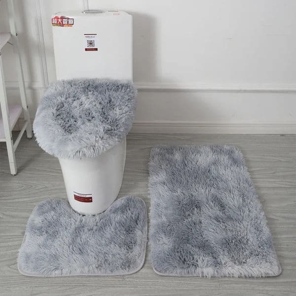 Toilet Seat Cover 3Pcs Set Bath Mat Shower Room Floor Rug Home Bathroom AntiSlip Absorbent Doormat Bathtub Decor Carpet 260209
