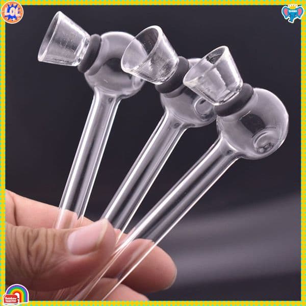 Clear Thick heady 4inch Glass Smoking Oil Burner Pipes Smoke Straight Tube tobacco dry herb Pipe Water Hand Nail Tips Transparent with glass smoking funnel