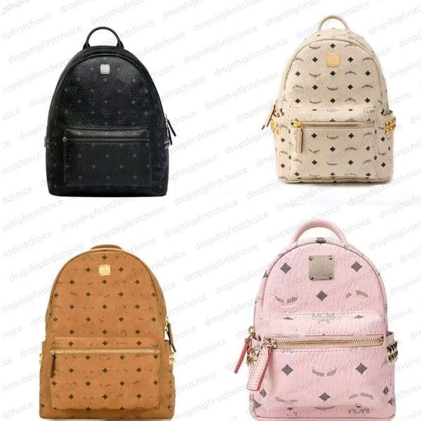 New MC Backpack for Men and Women, Side Rivet Laptop Large Capacity Travel Mommy Bag, Versatile