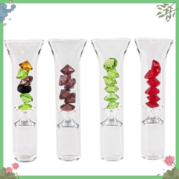 Wholesale mini 48mm Glass cigarette holder pipes accessories With colored diamonds glasses Filters Filter tip Pipes Smoking Accessories for rolling paper