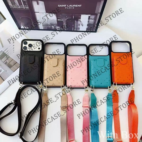 Designer iPhone Phone Case 17 Pro Max Crossbody Card Wallet Purse 19 18 17pro 16pro 15pro 14pro 16 15 14 13 Samsung S23 S24 S25 S26 S27 S28 S29 Plus Ultra with Box LB 1213