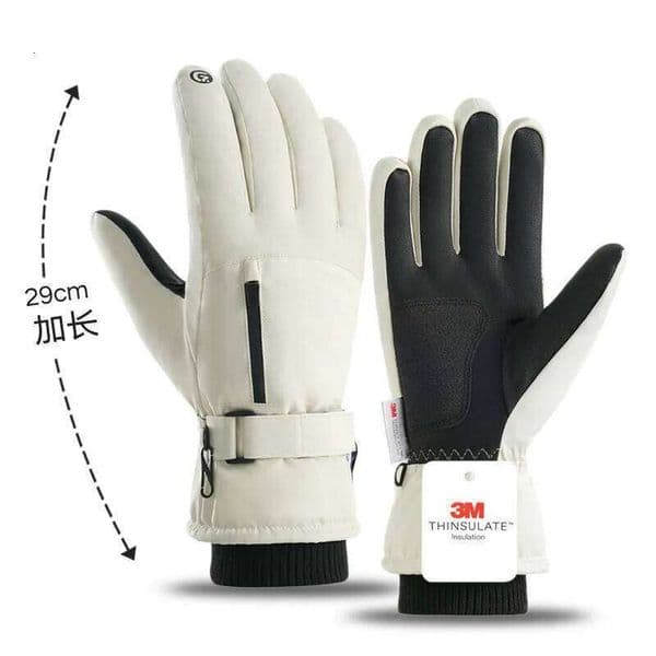 Winter Unisex Snowboard Ski PU Leather Non-slip Touch Screen Waterproof Motorcycle Cycling Fleece Warm Snow Gloves Z260202
