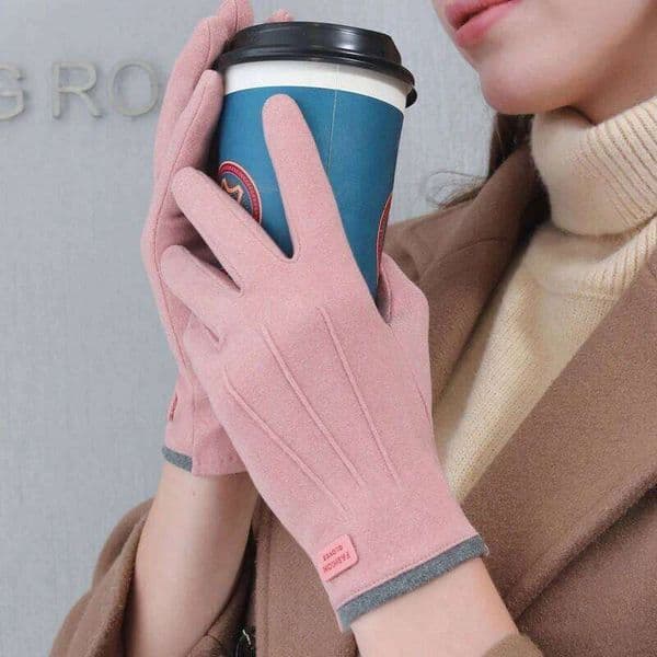 Women Winter Thick Plush Fashion Warm Suede Outdoor Guantes Lady Touchscreen Driving Gloves Sports Cycling Mittens Z260202