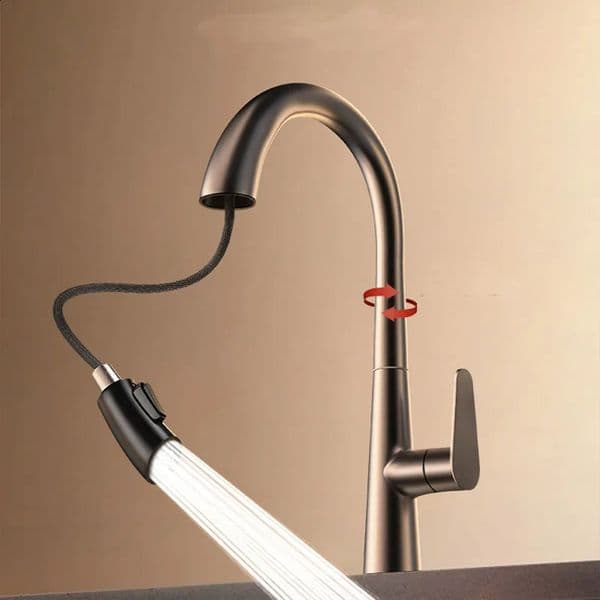 Pull Down Kitchen Faucet Hidden spray head Dual Modes Nozzle Cold Water Mixer Crane Tap Brass Sink Faucets 260122