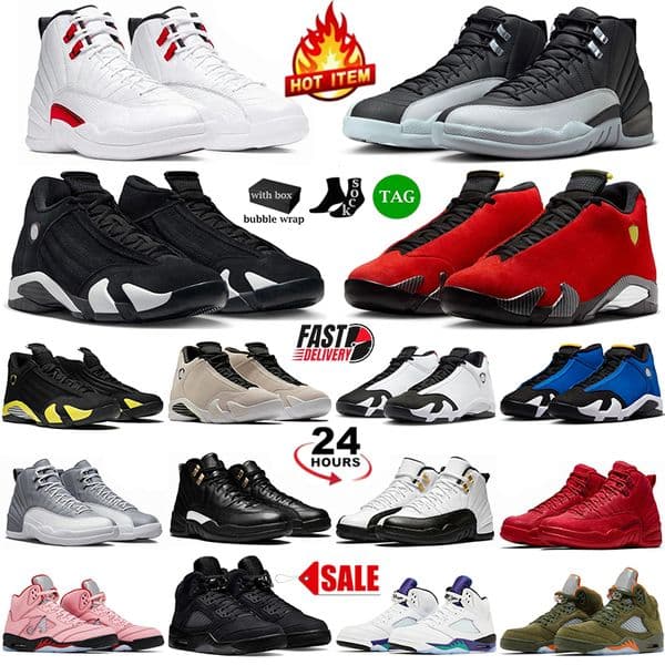 With Box Sneakers 5s 12s 14s Basketball Shoes Designer Mens Shoes Black Taxi Stealth Gamma Blue Red Twist Dark Gray Advanced leather Man Sports Trainers Eur size 40-47