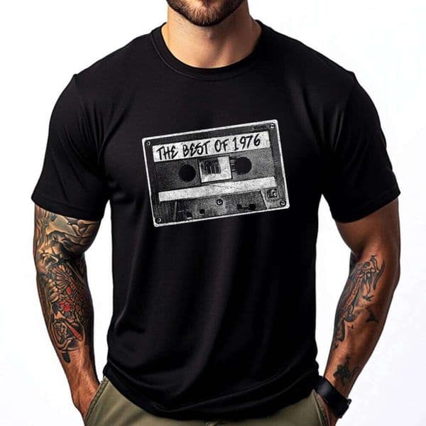 Vintage Cassette Tape Best Of 1976 Born Birthday Graphic Shirts Men Meme Tshirt Cool Fashion T Shirt H260224