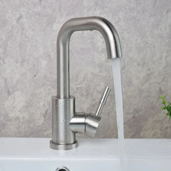 304 stainless steel bathroom basin faucet and cold wash mixer 360 rotating sink single handle 260122