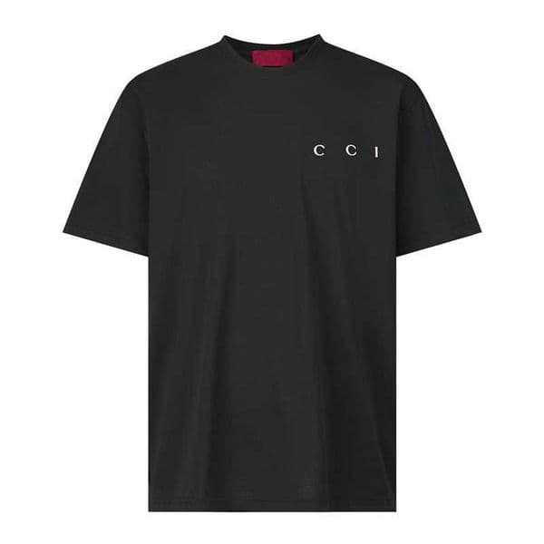 Men's Luxury Designer Minimalist Letter Print T-Shirt Black Cotton Short Sleeve Crew Neck Casual Commute High-End Fashion Top
