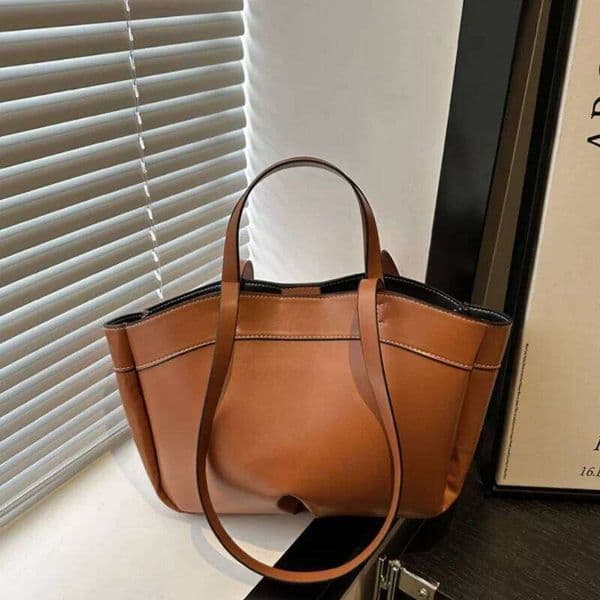 Women Tote Underarm Large Capacity PU Leather Shoulder Vintage Solid Crossbody Bag Trendy Briefcase Bags with Purse Z260224