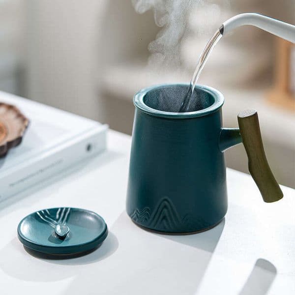 2026 Cup Wooden Handle Ceramic Mug Tea Water Separation Office Business Home Decoration Ornament Holiday Gift Free Shipping