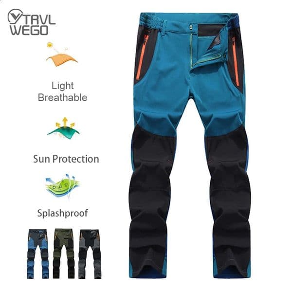 TRVLWEGO Men Summer Hiking Pants Camping Trousers Wearresistant Water Splash Prevention Quick Dry UV Resistant Elastic Thin 260130BJ