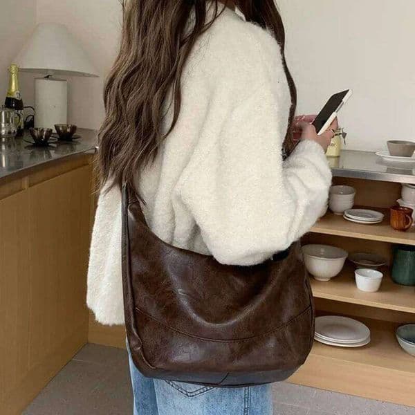 PU Leather Women's s Shoulder Bags Large Capacity Female Travel Messenger Bag Solid Color College Girls Book Handbags Tote Z260224