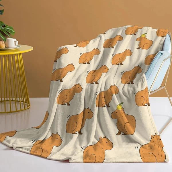 Capibara Lovely Nap Blanket Sofa Winter Warm Bed Camping Fluffy Soft Blankets Microfiber Bedding Use Flannel Throw Blanket 260205