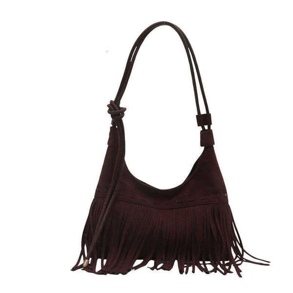 Vintage Fringe Crossbody Fashion Suede Handbag Trendy Tassel Crescent Bag for Women Work Shopping Travel Winter Fall Z260224