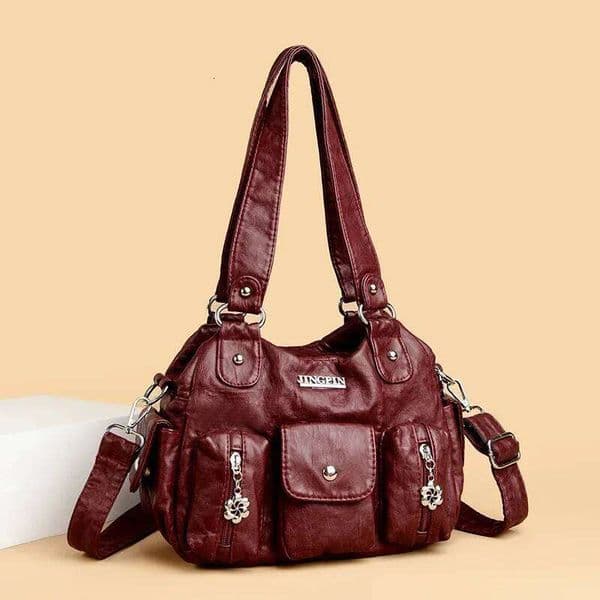 Retro Leather Female Multi-pockets Shoulder Crossbody Bags for Women Mother 2 Layers Large Capacity Handbag Messenger Tote Bag Z260224
