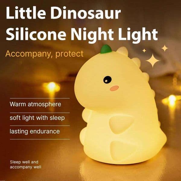 LED Light Dinosaur Silicone Night USB Rechargeable Timing Bedside Table Lamp Room Decor Kids Baby nightlight Gift H260224
