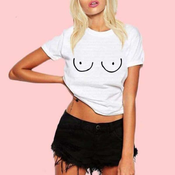 Funny Boobs 100% Cotton T-shirt Casual Women's Rights Feminist Tshirt Summer O-Neck Graphic Tities Top Tee Shirt C260224