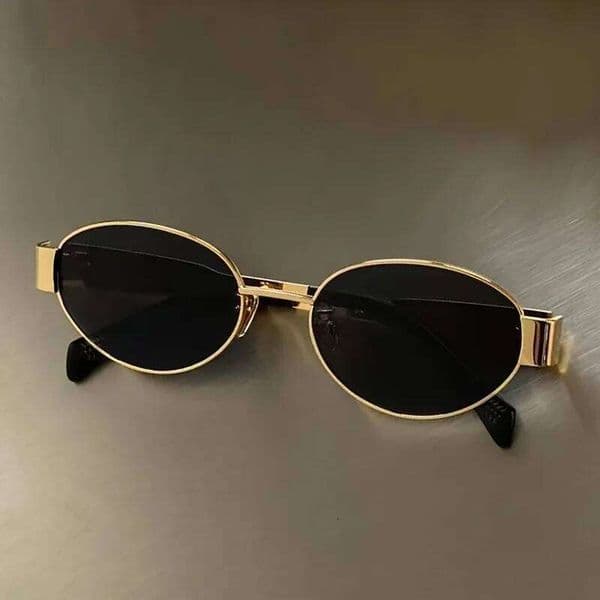 New Trendy Oval Sunglasses for Women Luxury Metal Frame Sun Glasses Ladies Classic Vintage Round Shades Unisex Eyewear 26W0224