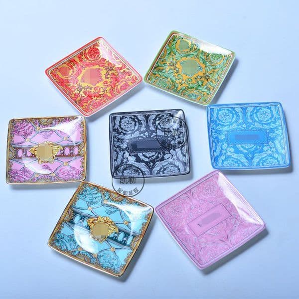European bone china snack plate, dim sum plate, snack plate, butter plate, cake plate 11cm ceramic small square plate, saucer holder.