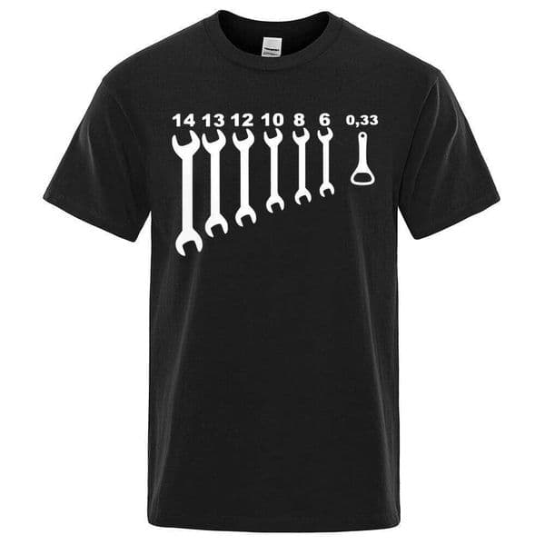 Vintage Screw Wrench Opener Mechanic T-Shirts Men Car Fix Engineer Cotton Short Sleeve Funny T Shirts Top Tee Men's Clothes H260224