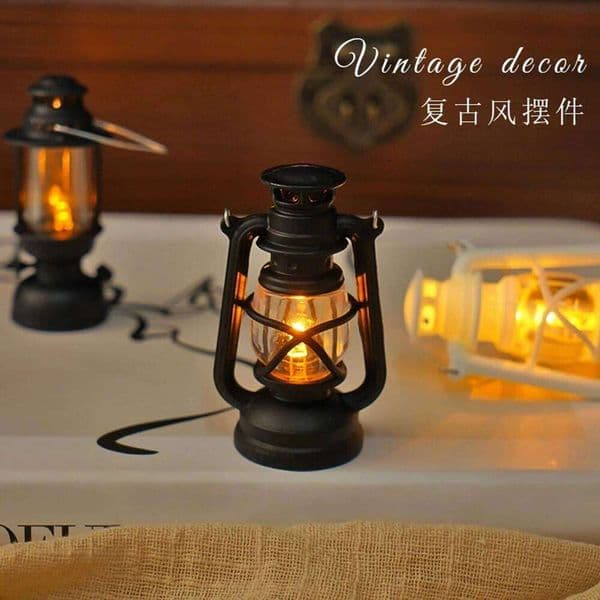 6cm Simulation Cande Night Light Mini Led Retro Glowing Pony Lantern Dollhouse Miniature Kerosene Lamp Home Decor Toy H260224