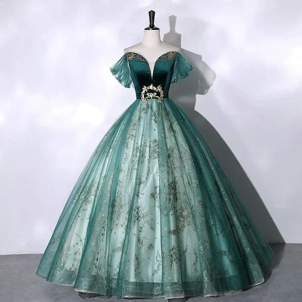 2026 Vocal Art Exam Piano Performance bel canto Dress Ink Green Velvet Fashion Evening Female Host 260206