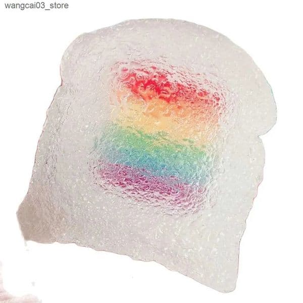 Metal Fidget Toy Rainbow Jelly Toast Squishy Soft 3D Mochi Squeeze Stress Relief Fidget Decompression Toys - fidget cube Cute Gifts For Relaxation Edc
