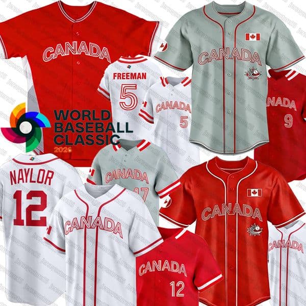 Team Canada Baseball Jersey WBC World Baseball Classic Jersey 2026 Josh Naylor Bo Naylor Matt Brash Jameson Taillon Phillippe Aumont Liam Hicks Logan Allen Jersey