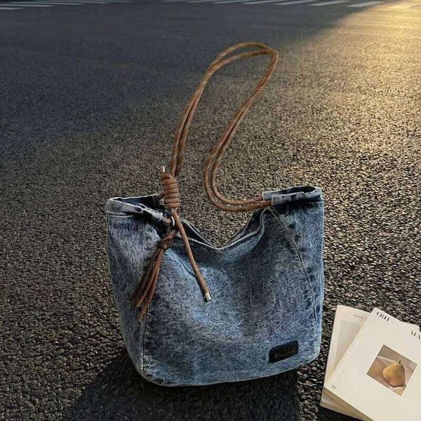 Fashion Crossbody Women Vintage Washed Denim Shoulder Bag Large Capacity Comfortable and Versatile Texture Bags for Travel Z260224