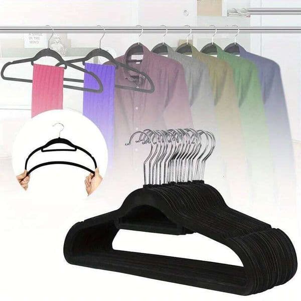 10pcs Premium Velvet 360 Rotatable Hooks,Non-Slip Heavy Duty Space Saving Clothes Hangers with Tie Bar for Coats 26W0225