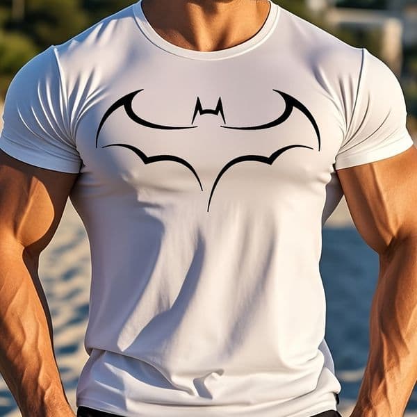 2026 New Designer Luxury Brand Casual Breathable Men's Short Sleeved Summer Fashion Trend Black And White Texture Men's Top With Simple Bat Pattern Print