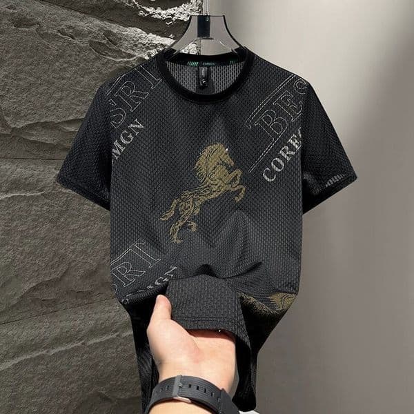2026 New Designers Ice Silk Short-sleeved Men's Clothing Outdoor Sports Cool-touch Shirt Luxury Fashion Casual Round-neck Half-sleeve T-shirt