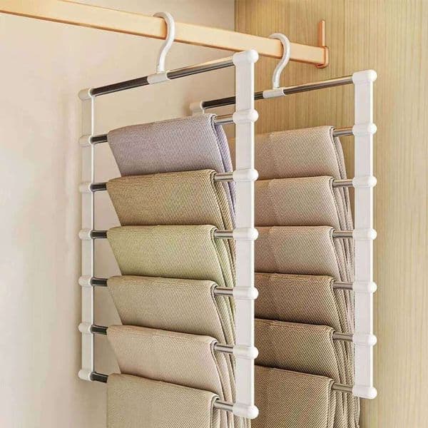 Multifunctional 5-Layer Pants Hanger Rack, Foldable Stainless Steel Cloud Ladder, Seamless Storage Organizer for Home Closet 26W0225