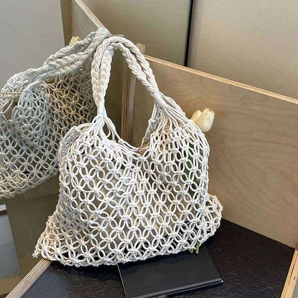 Summer Handmade Knitted Boho Shoulder Bag Large Woven Tote Beach Hollow out Women Handbags Stylish Shopping Carrier Z260225