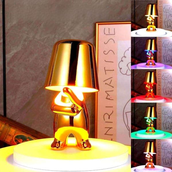 Upgraded Thinker Golden Man LED Nightlight Bedroom Decoration Ornament Atmosphere Light Desk Lamp H260224