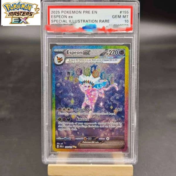 DIY PTCG 2025 PRE ESPEON ex 155/131 EN Collection Copy 10Points Rating Card Anime Game Gift Toy W260225