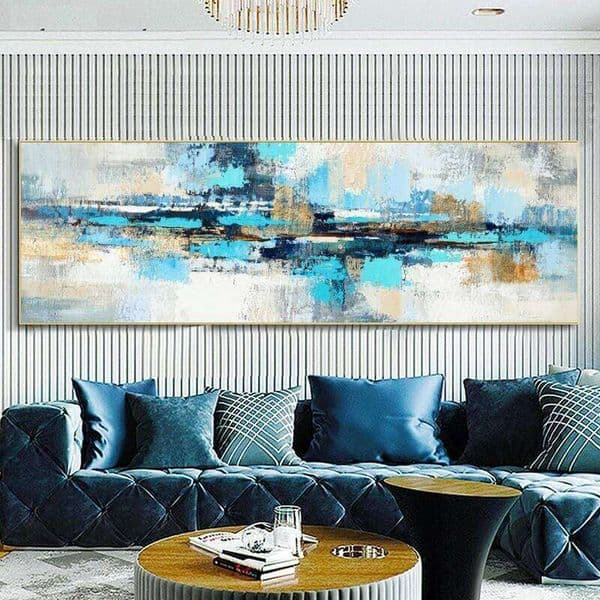 Modern Oil on Canvas Posters and Prints Wall Painting Blue Abstract Art Picture for Living Room Home De 26H0225